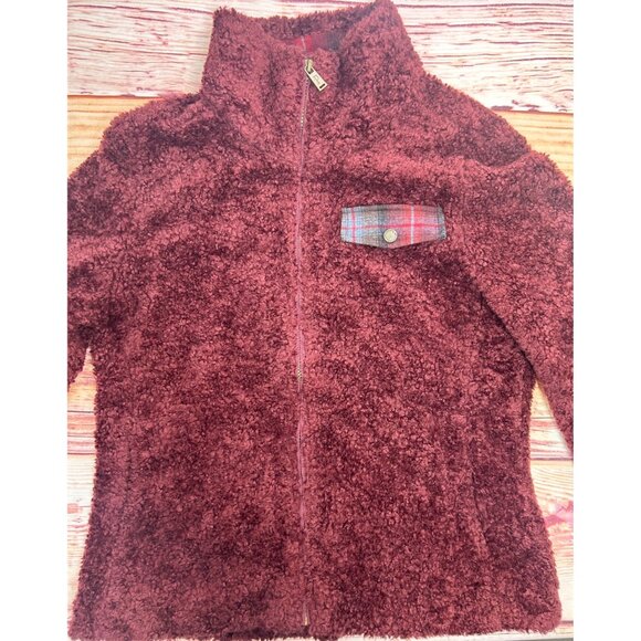 Pendleton Womens Sherpa Fleece Jacket Medium Wool Plaid Pocket - Picture 3 of 6